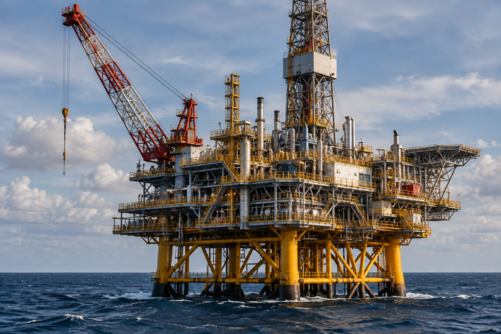Offshore oil and gas platform representing energy industry manufacturing applications