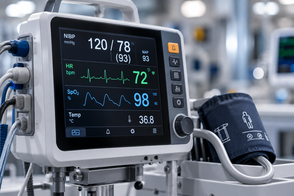 Medical-grade patient monitor and blood pressure monitoring equipment