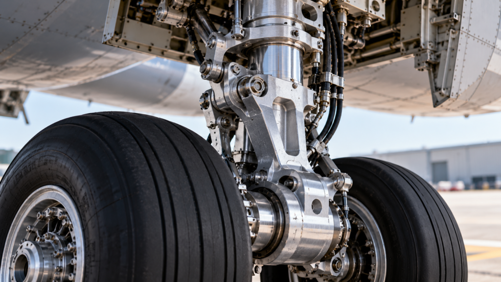 Aircraft landing gear assembly with precision cast and forged aerospace components