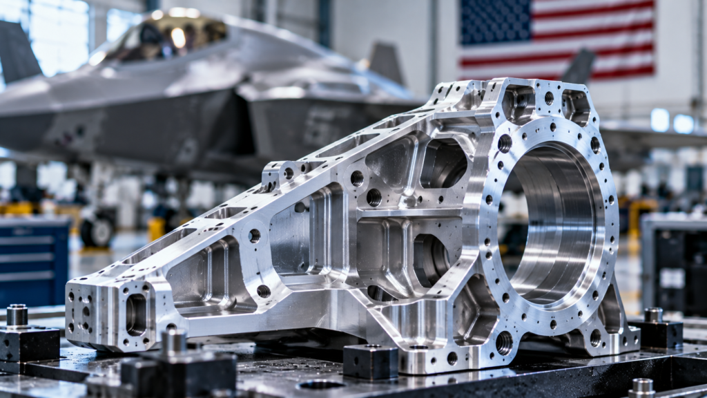 Precision machined aerospace structural component in an aircraft manufacturing environment