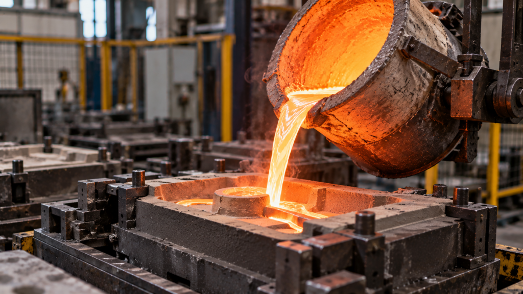 Specialty cast metal components in multiple materials for industrial manufacturing applications