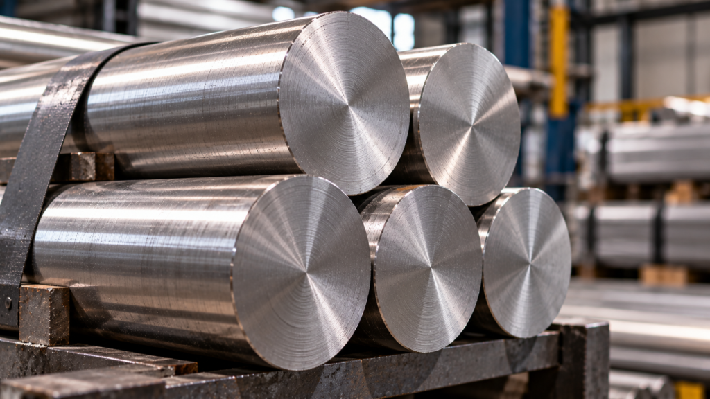 Stainless steel round bar stock for casting forging and industrial manufacturing applications